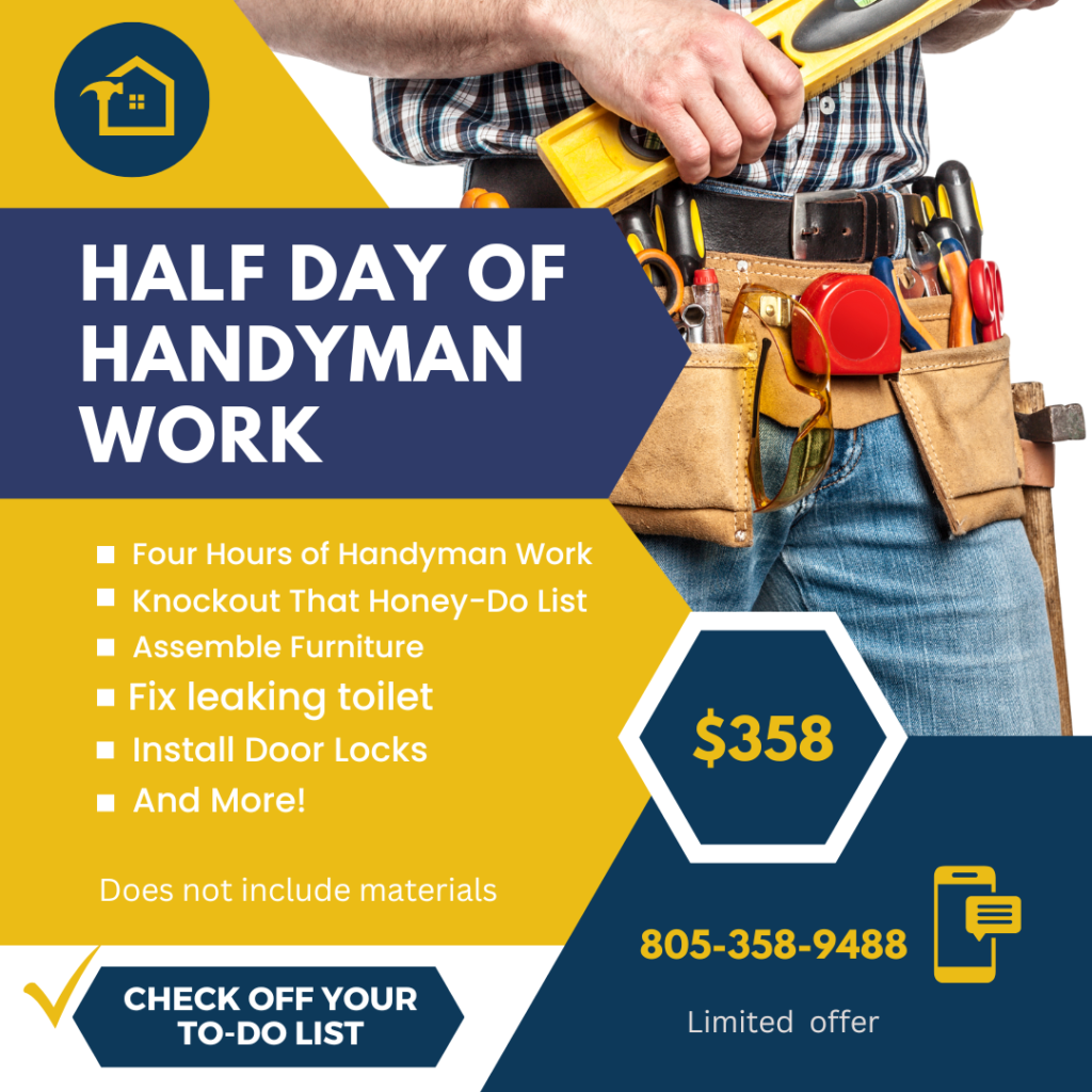 Half day rate for handyman work $358